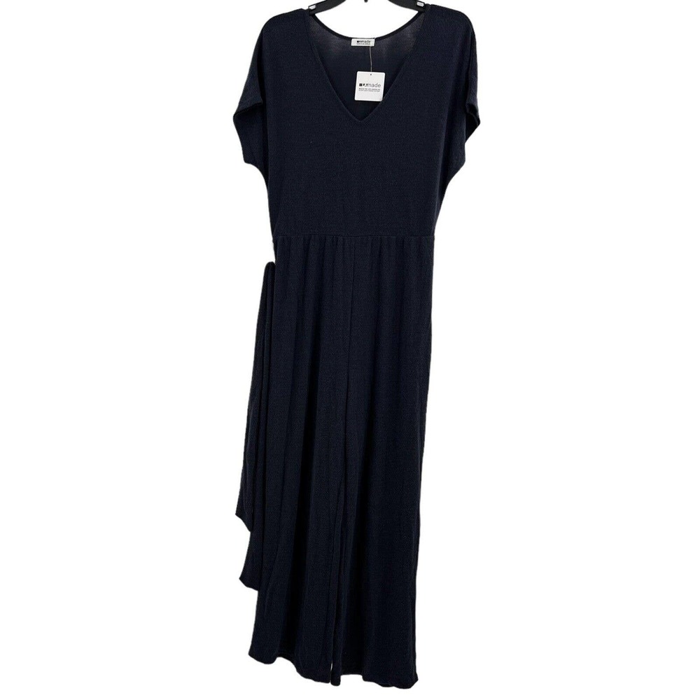 LAMade Blue Short Sleeve Jersey Knit Jumpsuit Size‎ Small New